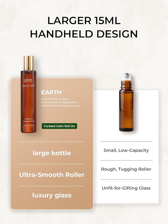 Earth Element Essential Oil Roll-On-15ml, Calming Comforting Aromatherapy Roller for Grounding Ease, Botanical Blend with Sweet Orange, Patchouli & Sandalwood, Spa-Like Aroma