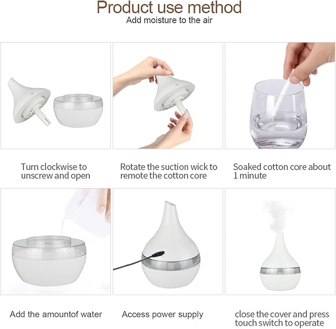 Portable Humidifier USB Humidifier 300ml Air Humidifier Quiet Cool Mist Humidifiers Desktop Portable Essential Oil Diffuser for Bedroom, Home, Office, Plants, Travel Style 2