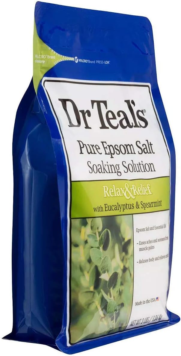 Dr Teal's Salt Bath Variety Gift Set (2 Pack, 3lbs Ea.) - Relax & Relief Eucalyptus & Spearmint, Melatonin Sleep Soak - Essential Oils Blended with Pure Epsom Salt & Melatonin - Promotes Better Sleep