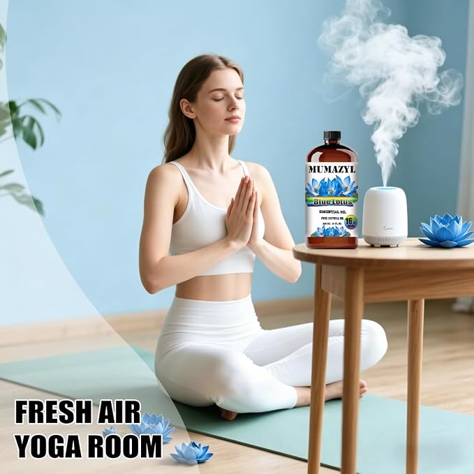 Blue Lotus Essential Oil, Blue Lotus Oil 16 Fl Oz 480ML for Diffuser Humidifier Yoga Cleaning DIY Candle Soap Making MUMAZYL Essential Oils