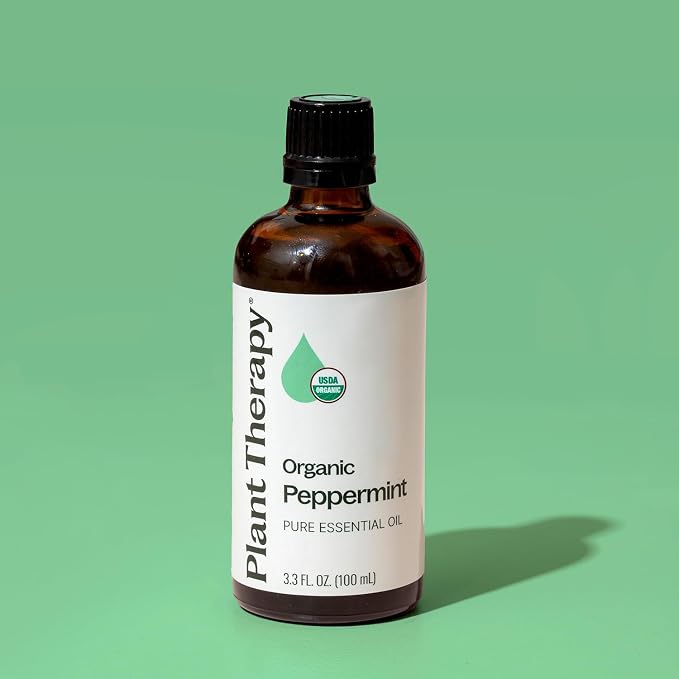 Plant Therapy Organic Peppermint Essential Oil, 100 mL (3.3 oz), 100% Pure and Undiluted, USDA Certified Organic, for Diffusion, Skin, and Hair