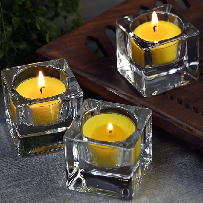 DEYBBY Natural Lemon Scented Soy Wax Tealight Candles Bulk, Aromatherapy Luxury Tea Candle Set of 24-4 Hour Burning Great Gift