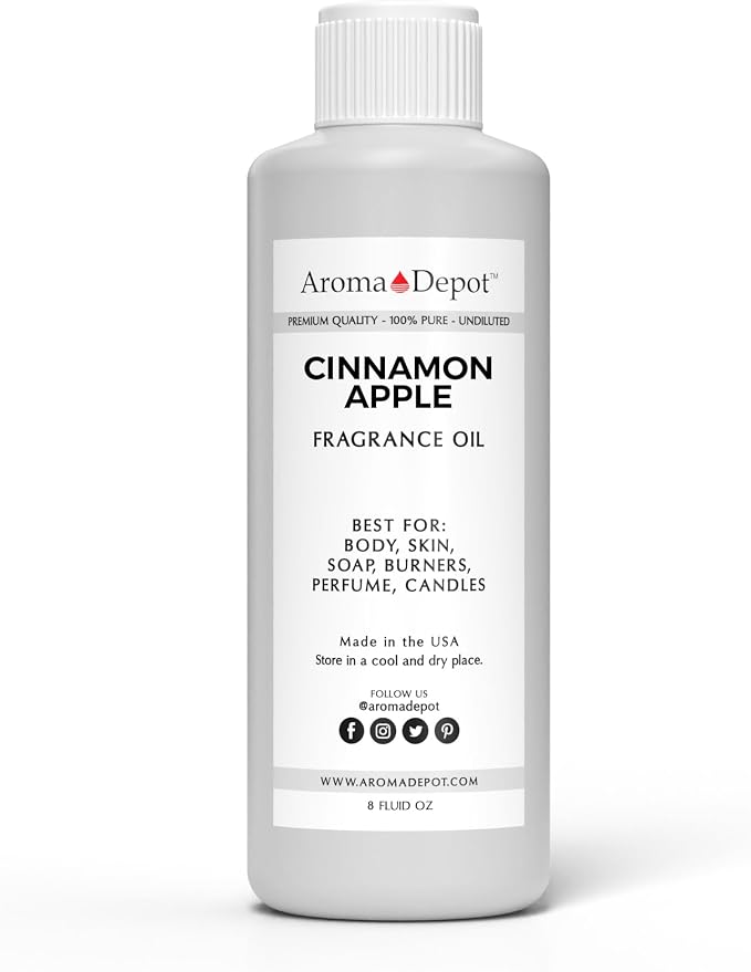 Aroma Depot Cinnamon Apple 8 fl oz. Fragrance Oil I Perfume I Scented Oil. DIY Projects Such as Candles, Bath Bombs, Body Butters, Creams & Lotions. Few Drops in The Diffuser, Burners, or Warmers.