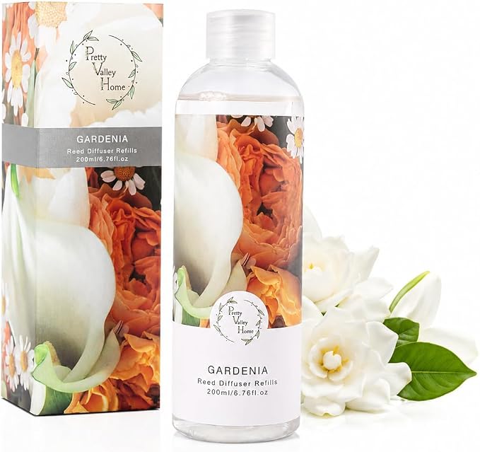 Reed Diffuser Essential Oil Refill Gardenia Floral - 200ml Scented Oil for Home Aromatherapy Bedroom Decor