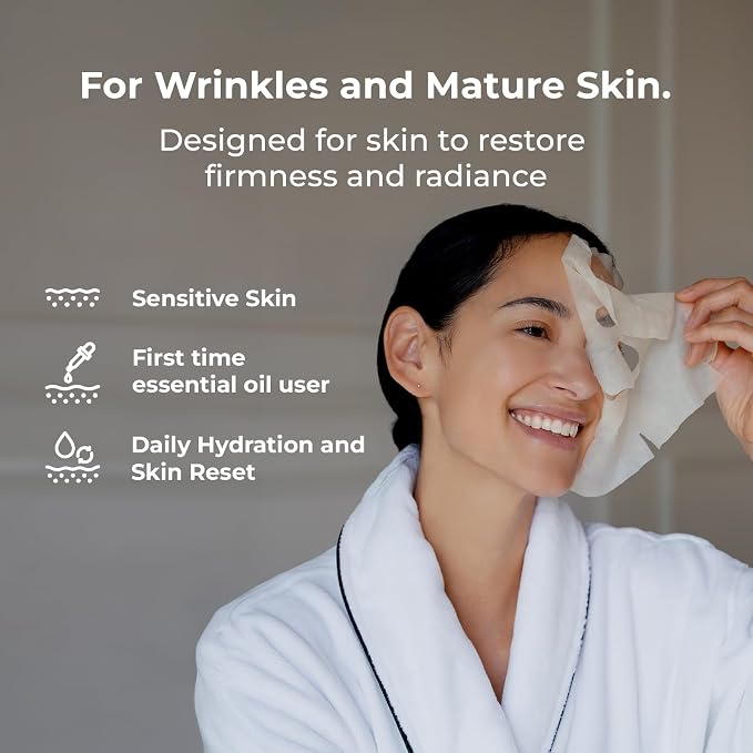 INNA ORGANIC Organic Sheet Mask - Calming & Soothing, EWG & COSMOS Certified (Pack of 5) | Green Tea & Rose Infused Skin Care | Luxury Clean Beauty