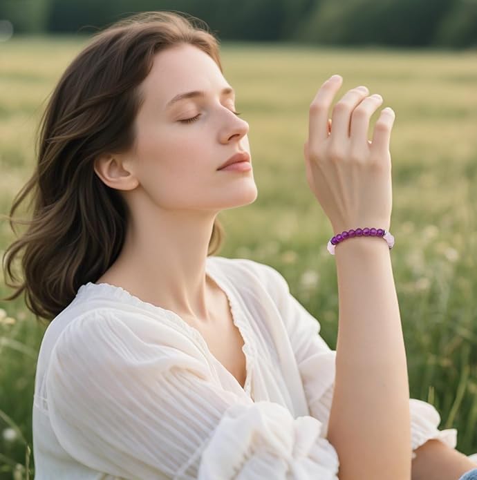 Healing Bracelets for Women, Anti Anxiety Yoga Beads Stress Relief Healing Thoughts Bracelets Relaxation Gift Aromatherapy Essential Oil Diffuser Lava Bracelet Gifts for Women