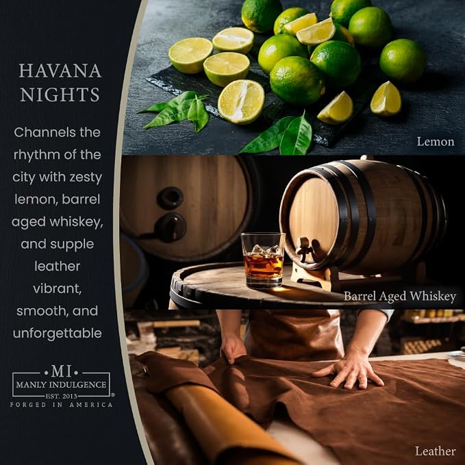 Manly Indulgence Havana Nights Scented Wax Melts, Wax Melt Warmer Cubes, Long Lasting Scented Wax Warmer Cubes, 4 Pack, 6 Cubes Each - Made in The USA