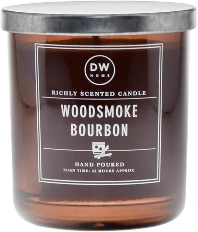 DW Home Woodsmoke Bourbon Candle for Home, 9 oz, Medium Single Wick Candle Jar, Up to 33H Burn Time, Luxury Scented Candle for Relaxation, Gifting, Home Decor