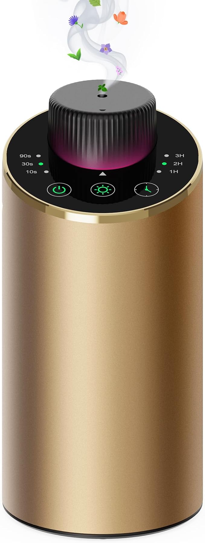 Waterless Essential Oil Diffuser Scent Aromatherapy Diffusers for Home, Car, Aluminum Alloy Battery Operated Cordless Air Freshener, 4 Timers & 3 Mist Levels, 5/10/20ml Capacity (Gold)