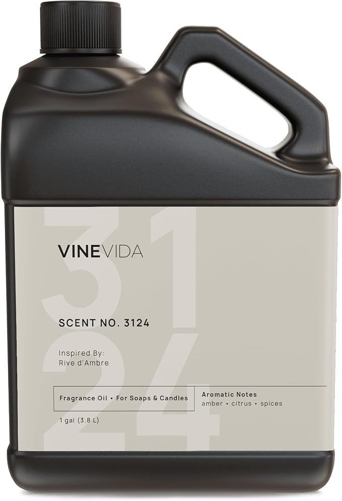 VINEVIDA Scent NO. 3124 Fragrance Oil - 1 Gallon (8lbs) - Inspired by: Rive d'Ambre Fragrance Oil for Candle Making - Made in USA Candle Scents Scents for Soap Making