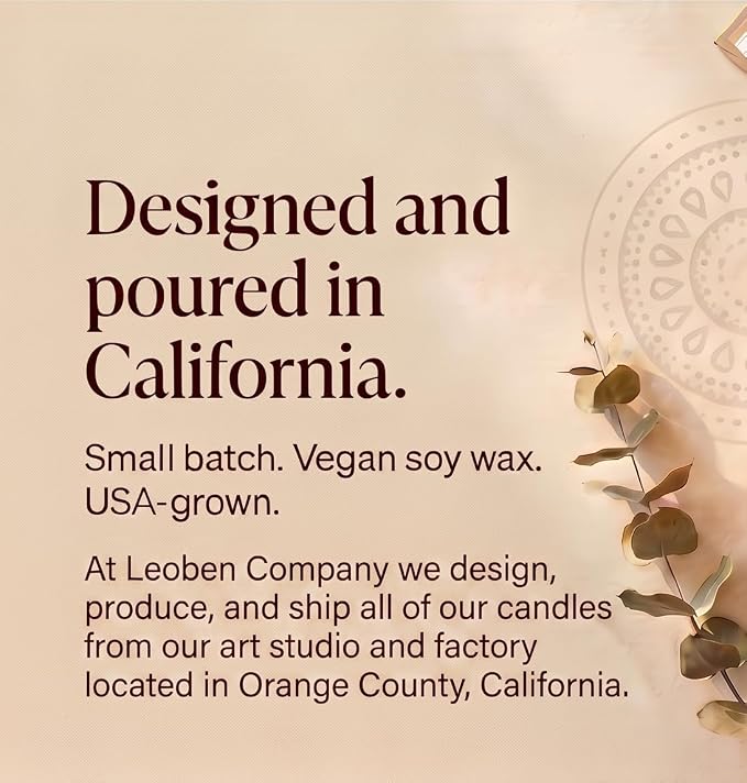 LEOBEN CO – Jasmine Saffron Scented Candle – 18oz, Heirloom Collection Design – 80 hr Burn Time – Poured in California Using Vegan Soy Wax and Essential Oils – Made in Small Batches
