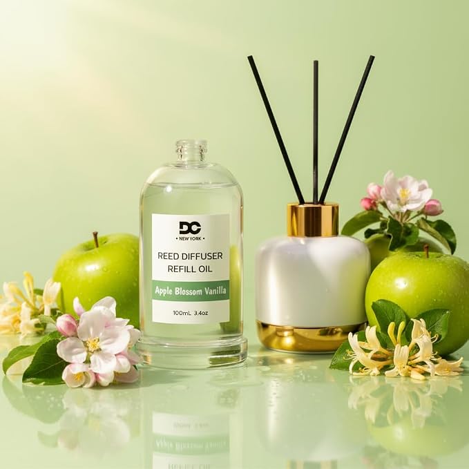 Daniella's Candles Apple Blossom Vanilla Reed Diffuser Refill Oil, 3.4oz/100ml, Premium Fragrance Oil, Home Fragrance, Oil for Reed Diffusers, Long Lasting
