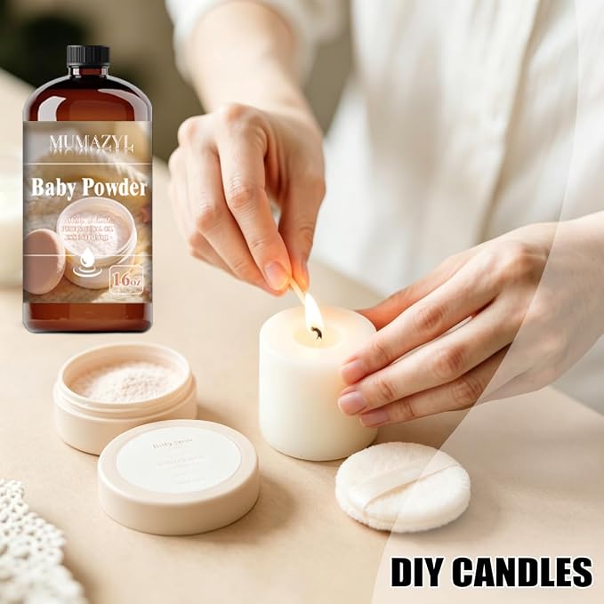 Baby Powder Fragrance Oil, Baby Powder Oil 16 Fl Oz 480ML for Diffuser Humidifier Yoga Cleaning DIY Candle Soap Making MUMAZYL Essential Oils