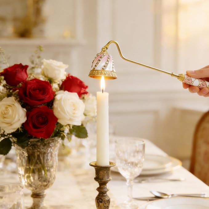 bordorsse Candle Snuffer, Candle Extinguisher with Long Durable Handle, Vintage Wax Snuffer, Decorative Wick Snuffer, Perfect for Candle Lovers as Gifts