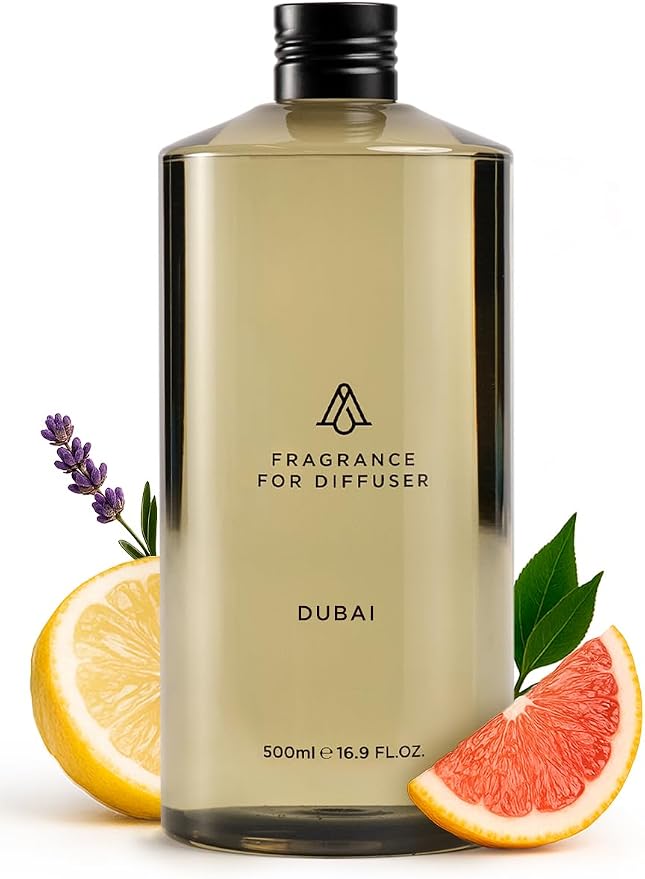 AromaPlan Hotel Scents Dubai 16.9 Fl Oz (500ml), Home Luxury Aroma & Hotel Diffuser Oil- Hotel Diffuser Oil for Aromatherapy- USA Made, Bigger Bottle, Bolder Aroma & Longer Lasting