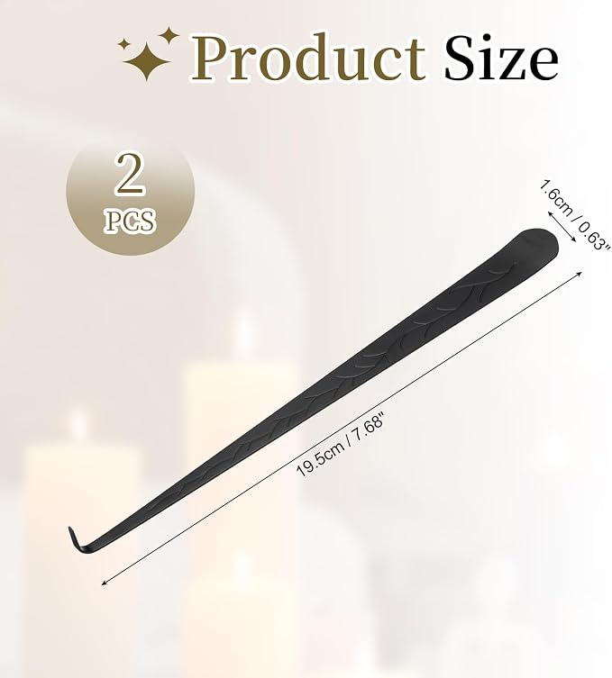 uxcell 2 Pcs Candle Wick Dipper, Stainless Steel Candle Wick Hook, Flame Dipper Snuffer Extinguish Accessory Flat Design for Putting Out Flame Home Decor Gifts, Black