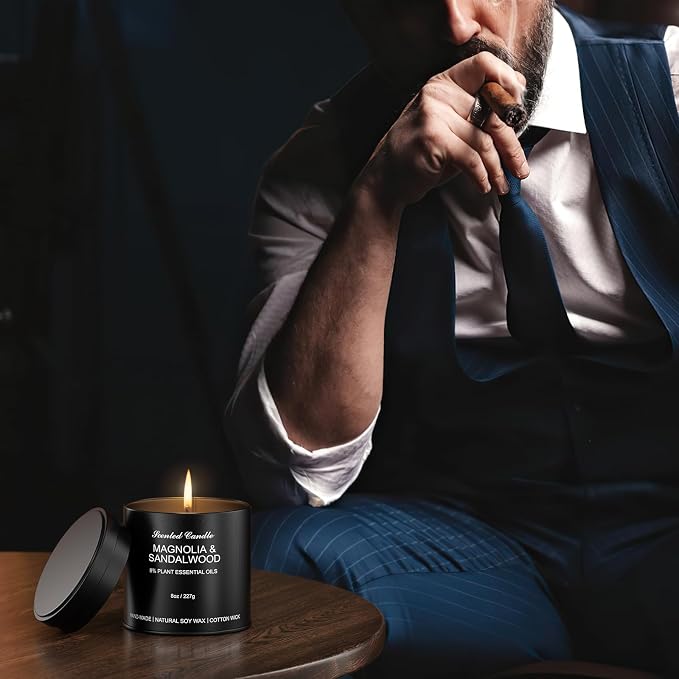 Scented Candles for Men - Candles Gifts for Men, Soy Wax, Cotton Wick, Birthday, Christmas, Anniversary Present, Valentine (4x8oz)
