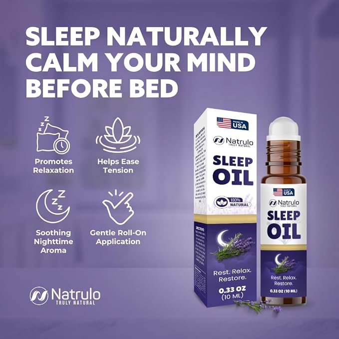 Sleep Oil Roll On – Lavender Essential Oil Roll On for Relaxation & Calm, Aromatherapy Essential Oil Roller for Night Routine – Natural Sleep Blend with Rosemary & Orange – Travel Friendly Made in USA