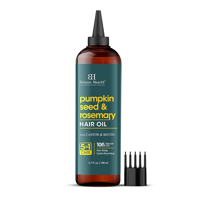Botanic Hearth 100% Pure Pumpkin Rosemary Oil For Hair Growth & Hair Treatment Oils 6.7 Fl oz | Infused with coconut Oil | Hair Oil Repairs Dry Damaged Hair, Strengthening, Healthier | All Hair Types