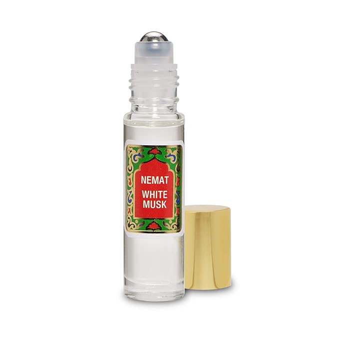 White Musk Perfume Oil Roll-On - White Musk Fragrance Oil Roller (No Alcohol) Perfumes for Women and Men by Nemat Fragrances, 10 ml / 0.33 fl Oz