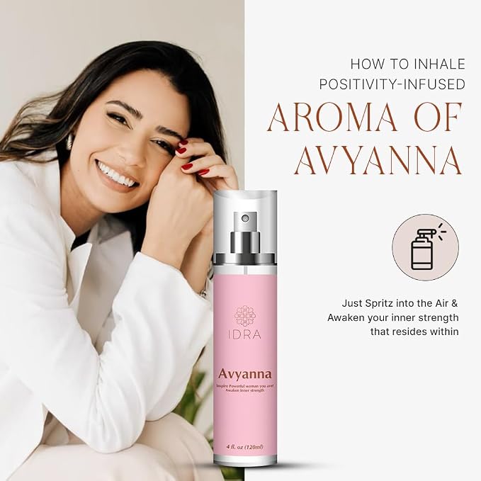 IDRA Avyanna Essential Oil Blend by Idra Wellness Inspire The Powerful Woman Therapeutic Grade Aroma for Diffusers & Aromatherapy Jasmine Cedarwood Vanilla 120 mL