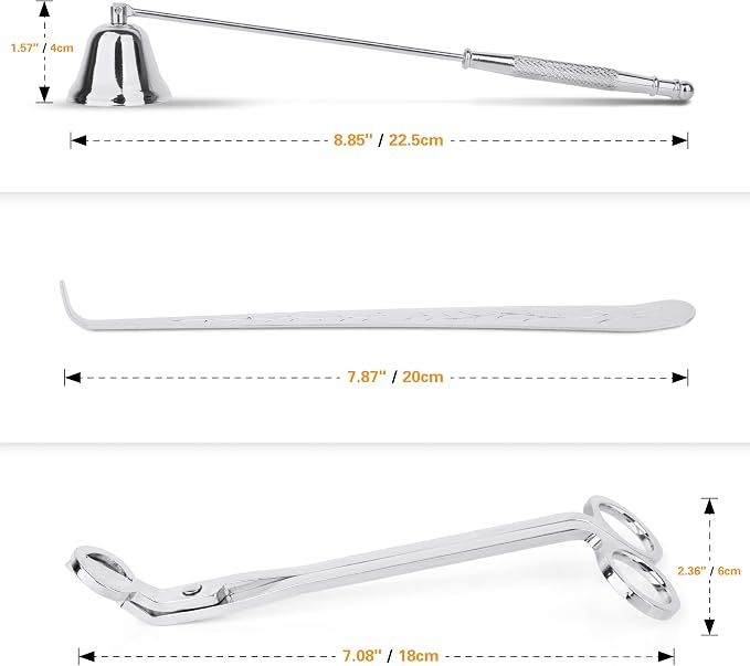 3-in-1 Candle Snuffer Set Candle Wick Trimmer Set - Silver