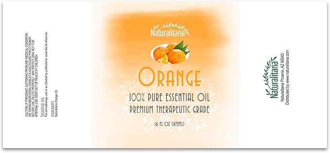 Naturalitana Sweet Orange Essential Oil (16oz Bulk) – Aromatherapy Sweet Orange for Diffuser, Soap, Bath Bombs & Candles – Therapeutic Grade Essential Oil
