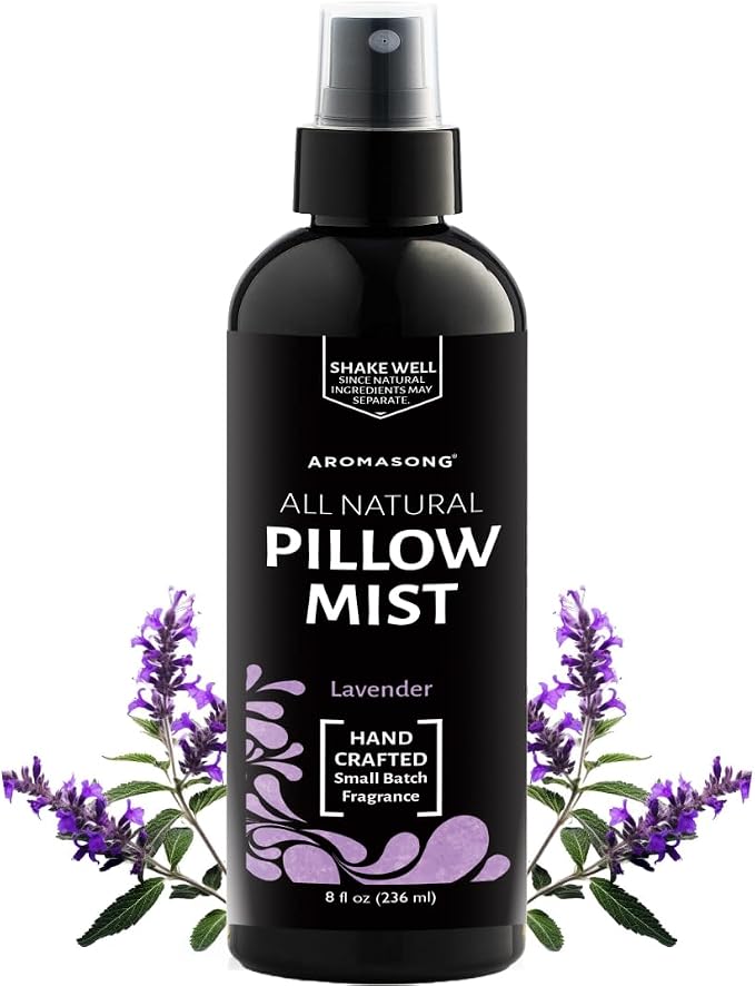 Aromasong Lavender Pillow Spray - All Natural Linen & Bedtime Mist for Sleep - Aromatherapy Botanical Essential Oils for Sleeping - Fragrance Scent 8 Oz.