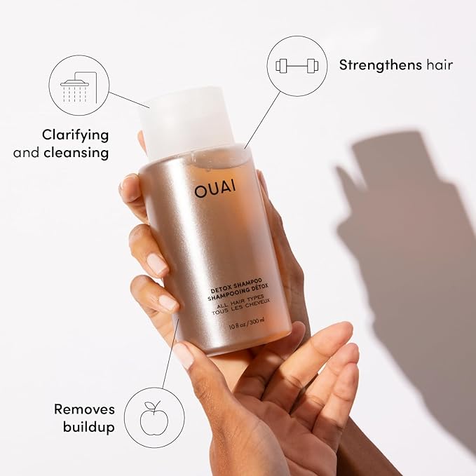 OUAI Travel Kit - Includes Travel Size Leave In Conditioner, Detox Shampoo, Fine to Medium Hair Mask, Scalp & Body Scrub (4 Count)