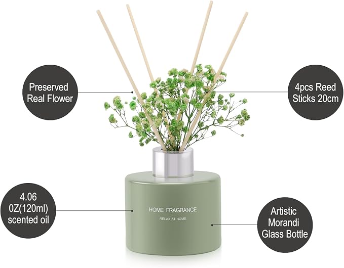 L'odeur Vill Flower Reed Diffuser Set 3.38fl oz/Vanilla Bathroom Diffuser Self Decor Home Fragrance