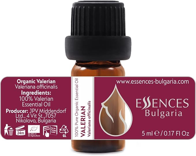 Essences Bulgaria Organic Valerian Essential Oil 0.17 Fl Oz | 5ml | Valeriana officinalis | 100% Pure and Natural | for Good Sleep, Relaxation | Aromatherapy | Therapeutic Grade