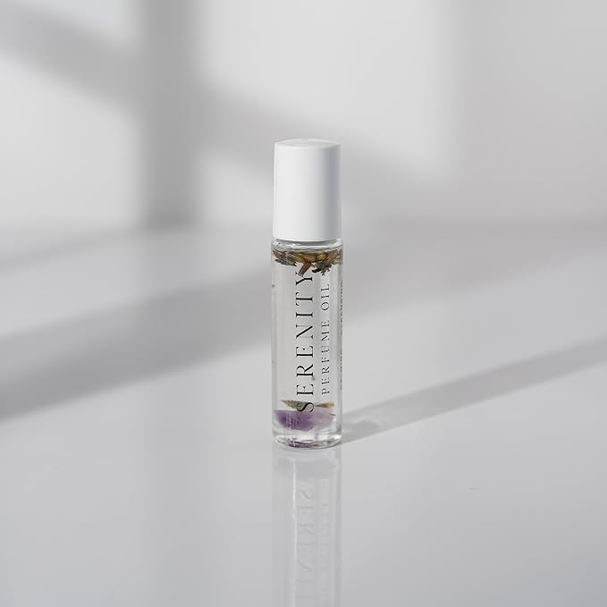CRYSTAL + IRIE Crystal Infused Perfume Oil Roll-On – Long Lasting Fragrance Oil with Crystals & Botanicals – Alcohol Free Travel Size Perfume for Women – 10ml (Serenity)