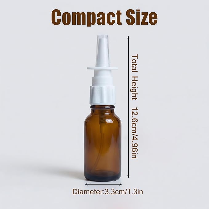 30ml 6PCS /1 Ounce Amber Glass Empty Nasal Sprayers Bottle