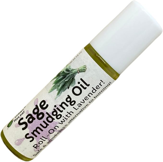 Urban ReLeaf Sage Smudging Oil Roll-On with Lavender, 13 ml | Cleansing & Energy Clearing, Anointing & Blessing, Smokeless Alternative, 100% Natural & Vegan, Made Fresh in USA