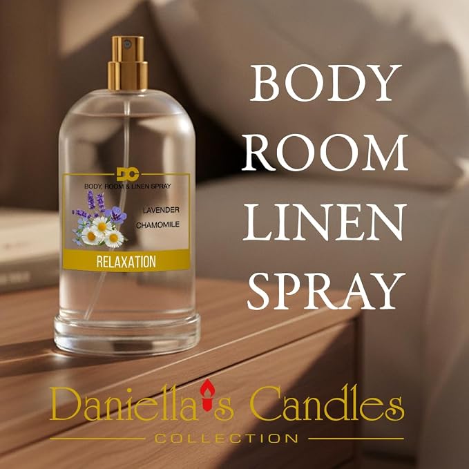 Daniella's Candles Body Room and Linen Spray, Aromatherapy Natural Body Mist & Room Spray - Relaxation - 100ml/3.4oz