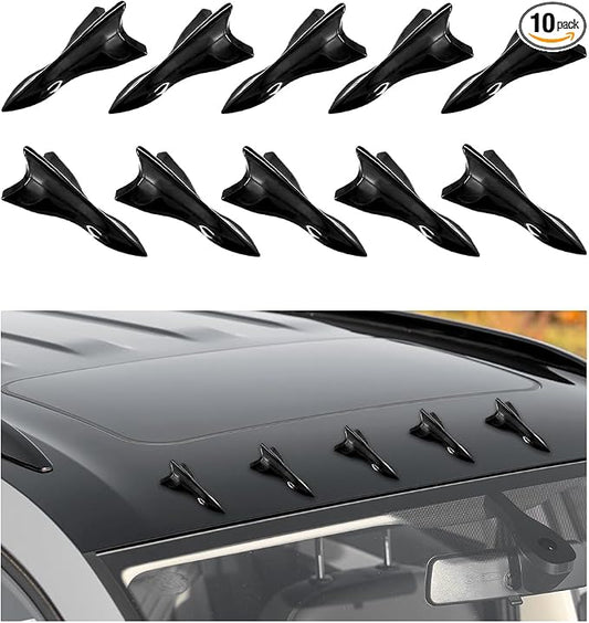 10 PCS Car Diffuser Shark Fin Kit, Self-Adhesive Air Vortex Generator Roof Wing Decoration, Universal Vehicle Diffuser Replacement Compatible with Spoiler Roof Wing (Black)