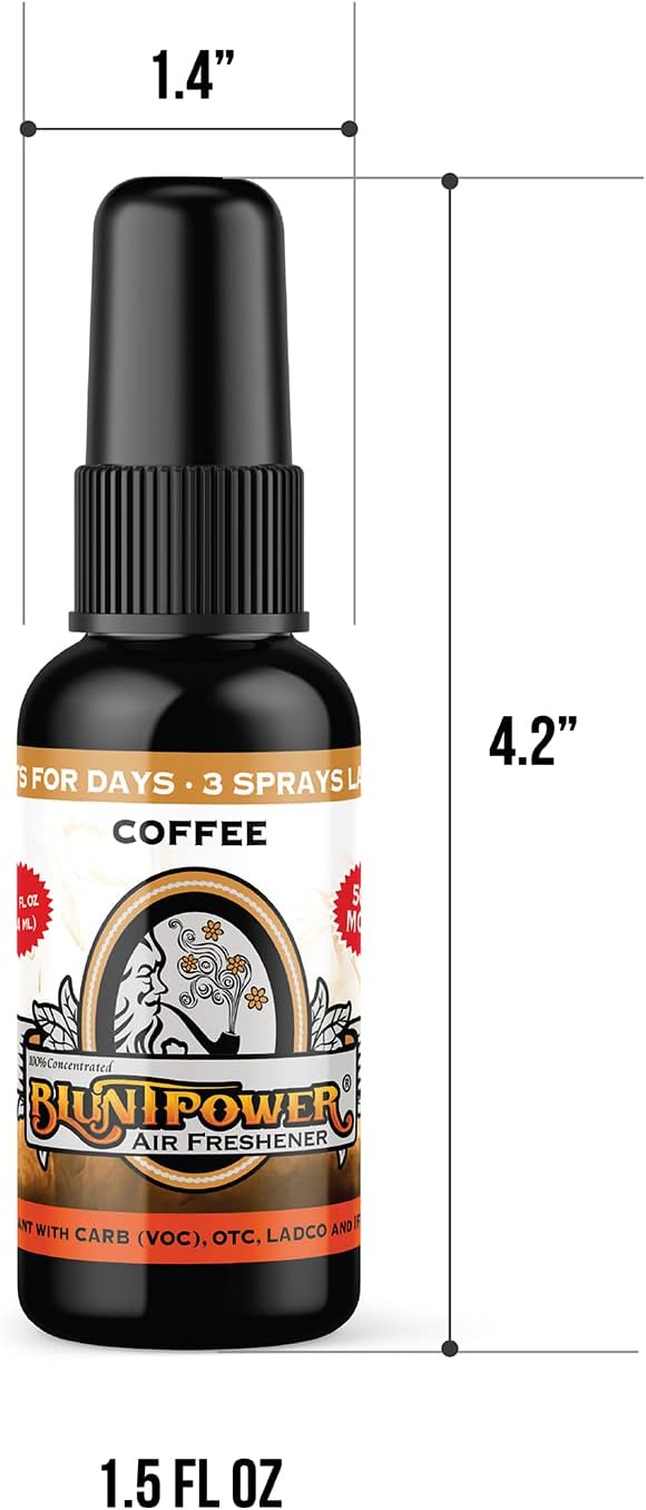BluntPower Concentrated Air Freshener for Room and Car - Oil-Based Diffuser Spray Bottle - Long-Lasting Bathroom, Car Freshener & Odor Eliminator (Coffee, 1 Pack)
