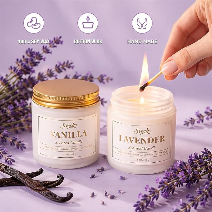 Home Scented Candles Set, 7 oz 2 Pack Soy Wax Candles, Aromatherapy Candle Gift for Women and Men, Decorative Candles for Bedroom Living Room