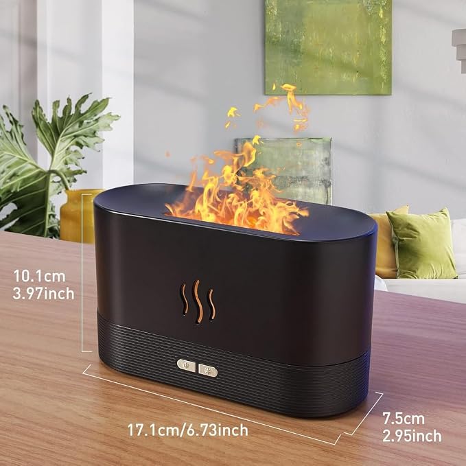 USB Powered Humidifier for Fall Gift,Simulation Flame Air Humidifier, LED Aroma Diffuser Humidifiers, Electronics Aromatherapy Diffuser, Bedroom Decor, Mini Humidifiers for Home Decor (Black)