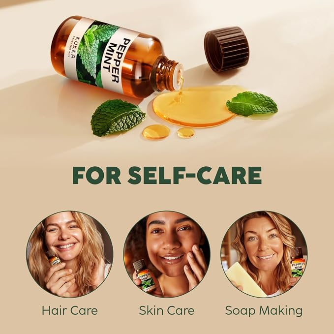 100% Pure Peppermint Oil - 0.34 Fl Oz Peppermint Essential Oil for Hair, Skin, Diffuser, Aromatherapy & DIY Soap Making Scent