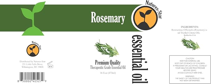Natures-Star 16oz Rosemary Essential Oil - Therapeutic Grade Essential Oil for Aromatherapy, Diffuser, Soap Making, and Candles