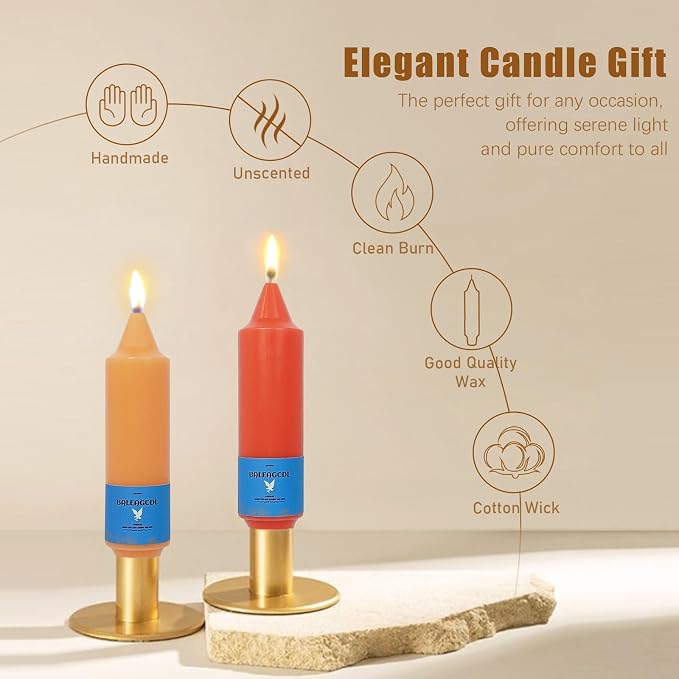 Smokeless Candlesticks Short Taper Candle,Unscented 5 Inches Gradient Orange Candle Sticks Dripless Tapered Candles for Home Décor Gifts