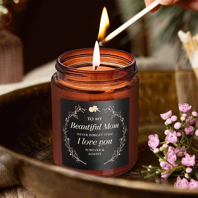 Candle Gifts for Mom from Son Daughter - Valentines Mothers Day, Love You, Birthday Gift for Her - Relaxing Aromatherapy Candles for Women, Wife, New Mom - Natural Soy Jasmine Candle for Home