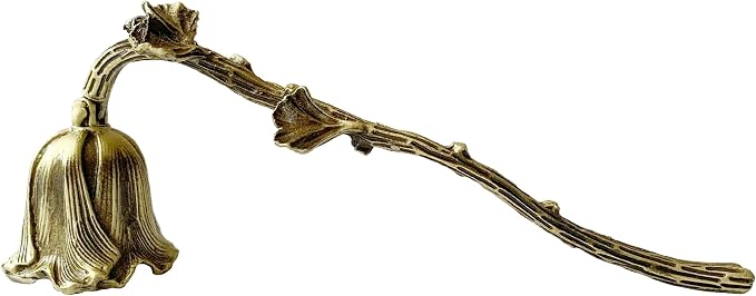 Ginkgo Candle Snuffer, Hand-Painted Metal Candle Extinguisher with Non-Slip Handle, Elegant Decorative Candle Tool for Hanukkah, Christmas, Birthdays (Rustic Ginkgo)