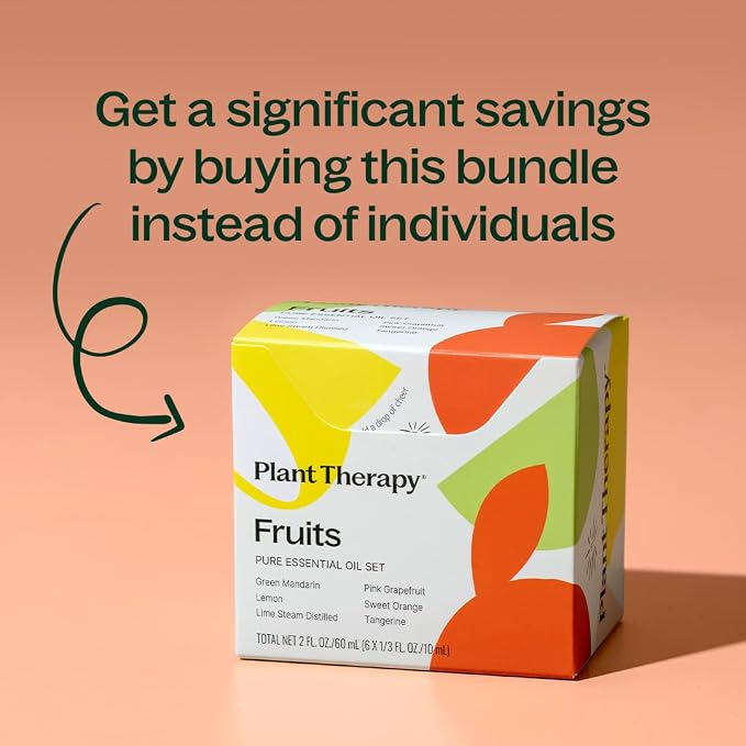 Plant Therapy Fruit Essential Oil Set - Grapefruit, Tangerine, Lemon, Mandarin, Lime, Orange Sweet Essential Oils, 100% Pure, Undiluted, for Diffusers & DIYs, 10 mL (1/3 oz) Each