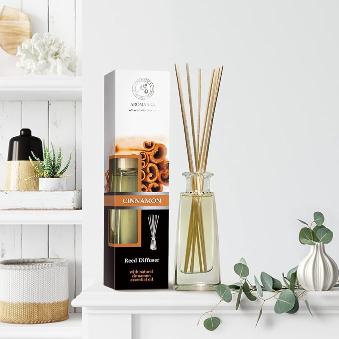 Reed Diffuser Cinnamon 3.4 Fl Oz(100ml) - Room Diffuser with Cinnamon Essential Oil - Home Fragrance - Aromatherapy Air Freshener - Oil Diffuser - Scented - Cinnamon Aroma