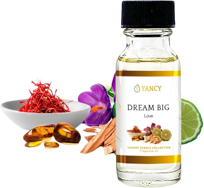 YANCY Dream Big Luxury Collection Fragrance Oil (1/2 oz), Sweet Fruity Scent, Inspiring Aroma for Diffusers, Oil Burners & Aroma Lamps, Boosts Motivation and Enhances Workspace Energy