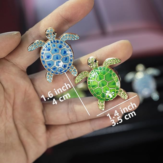 Car Air Freshener Women Car Vent Clips Decorations 2 PCS Cute Sea Turtles Car Interior Accessories Car Vent Diffuser (Green Sea Turtle, 1.6 inch)