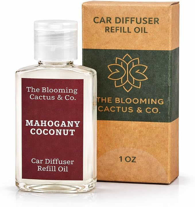 Car Diffuser Oil Refill 1 oz – Essential Oil Car Air Freshener Refill for Hanging Car Diffuser, Long Lasting Fragrance Oil, Phthalate Free, Multiple Scents. |Mahogany Coconut