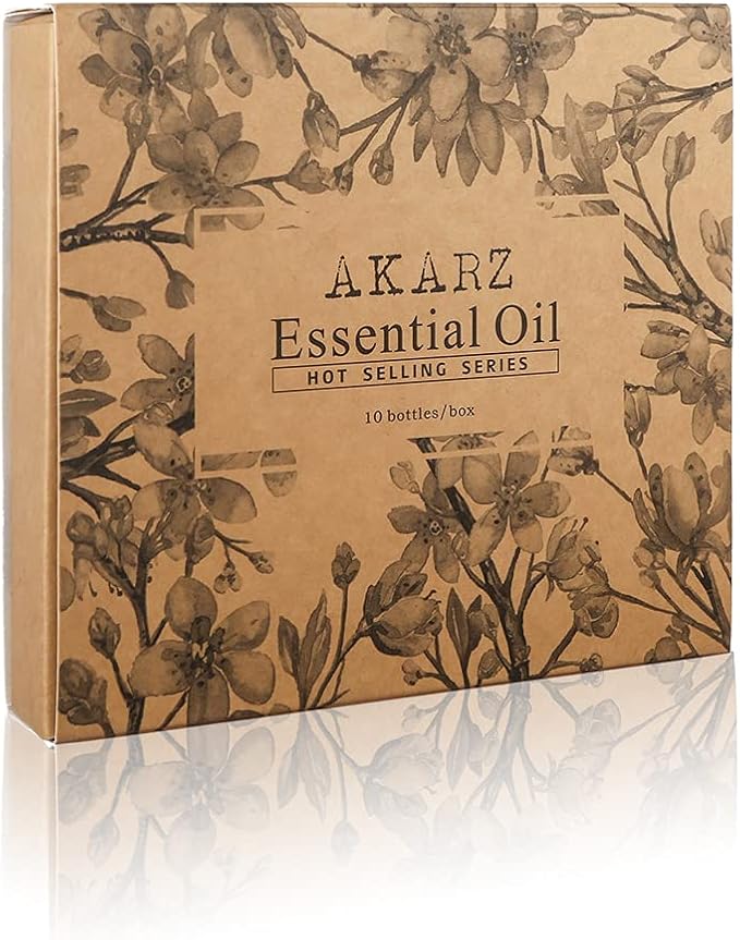 AKARZ 10 Packs Essential Oils Set, 10x10ml Aromatherapy Collection for Diffuser, Home, Candle & Soap Making - Top Scent Kit with Lavender, Vanilla & More